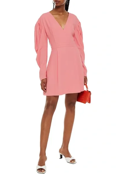 Msgm Wrap-effect Pleated Crepe Mini Dress In Pink