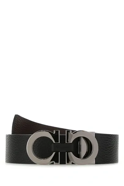 Ferragamo Black Leather Reversible Belt Nd Salvatore  Uomo 110