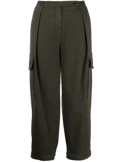 Aspesi High-rise Cropped Trousers In Grün