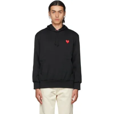 Comme Des Garçons Play Black Jersey Heart Patch Hoodie In 1 Black