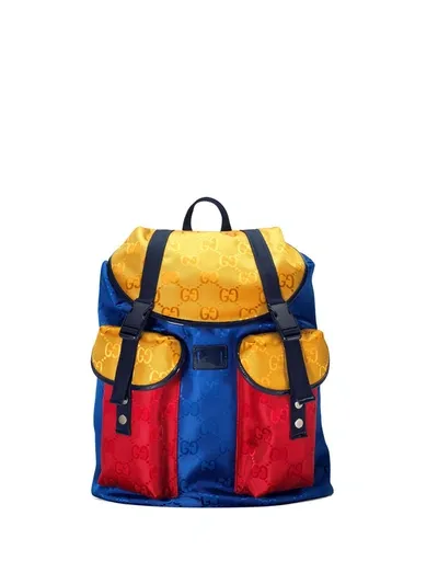 Gucci Kids' Gg-motif Backpack In Blue