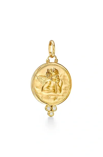 Temple St Clair 18k Gold 21mm Angel Pendant With Diamonds In Yellow Gold