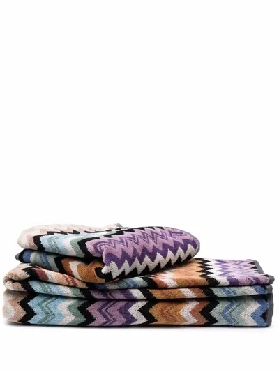 Missoni Two-piece Giacomo Zigzag Towels In Braun