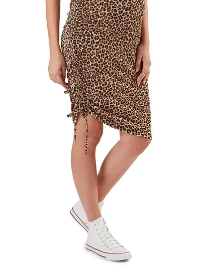 Stowaway Collection Over Under Cinch Hem Maternity Skirt In Animal