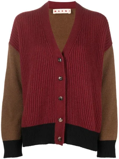 Marni Colour-block Knitted Cardigan In Raw Sienna