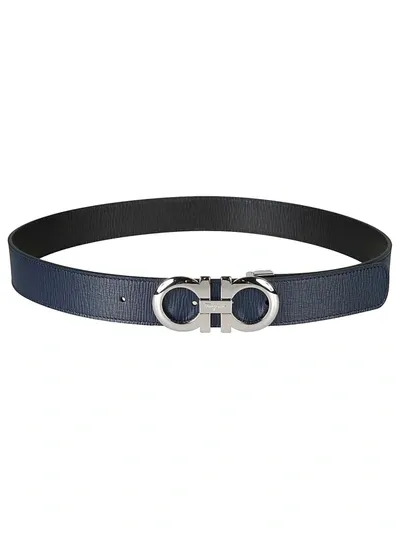 Ferragamo Double Adjustable Belt In Deep Ocean