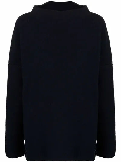 Daniela Gregis Navy Wool Mock-neck Sweater In Black