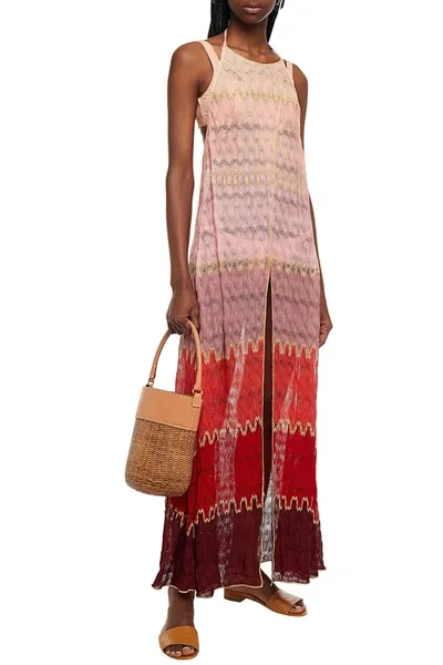 Missoni Mare Crochet-knit Halterneck Maxi Dress In Pink