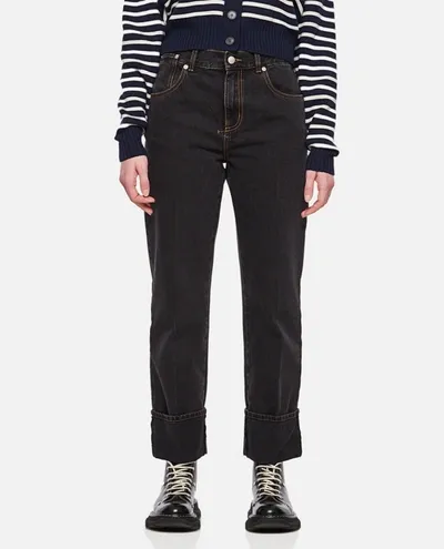 Alexander Mcqueen High Waist Jeans In Black