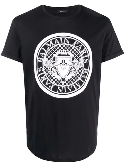 Balmain Logo T-shirt In Black  