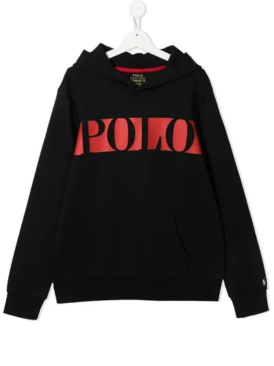 Ralph Lauren Kids' Logo-print Cotton Hoodie In Black