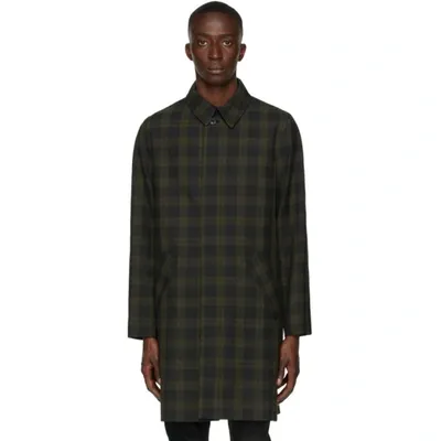 Apc Single-breasted Checked Coat In Khaki