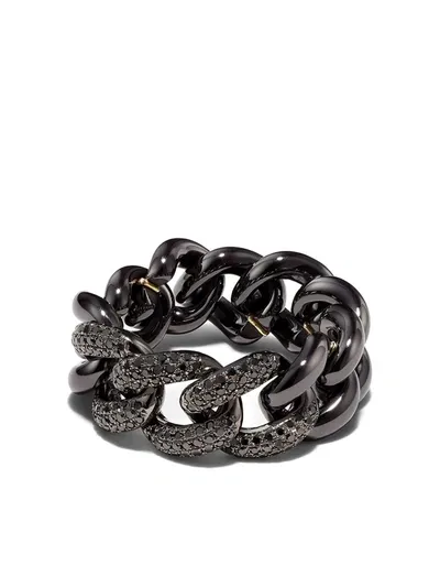 Shay 18k Black Gold Mini Link Diamond Ring