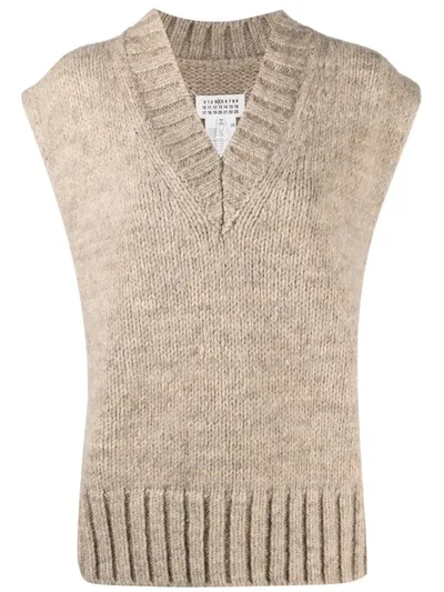 Maison Margiela Chunky-knit Poncho Jumper In Neutral