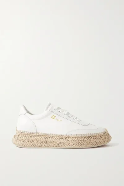 Christian Louboutin Espasneak Leather Espadrille Platform Sneakers In White