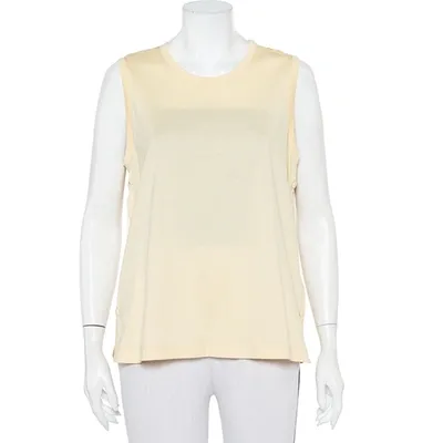 Pre-owned Joseph Yellow Jersey & Silk Satin Side Button Detail Tank Top L