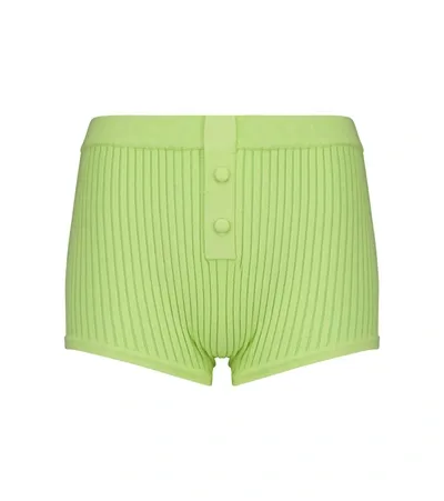 Live The Process Ione Ribbed-knit Shorts In Green