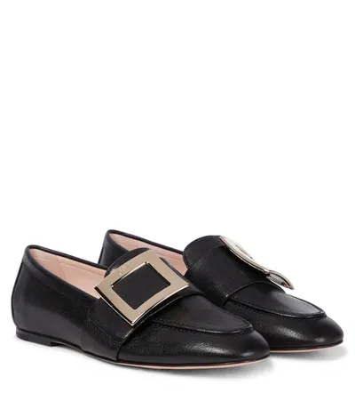 Roger Vivier Viv' Driver Leather Loafers In Black