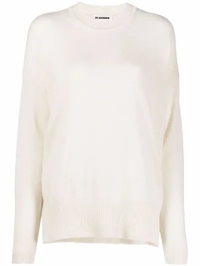 Jil Sander Ribbed-knit Cashmere Jumper In Neutrals