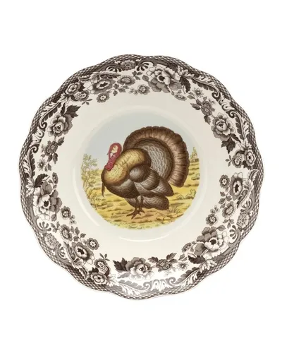 Spode Woodland Turkey Daisy Serving Bowl In Brown