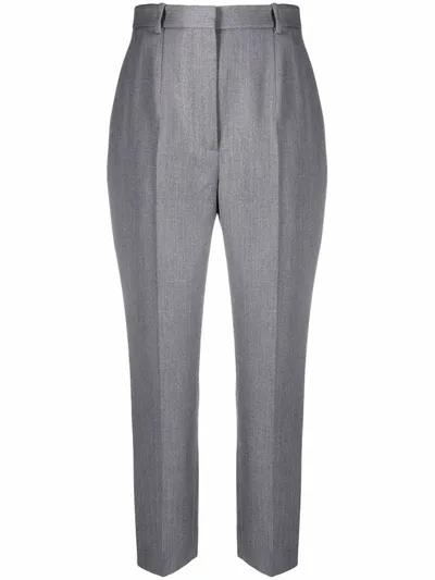 Alexander Mcqueen Light Grey Cropped High-waisted Trousers