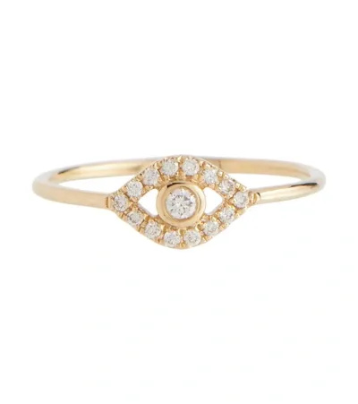 Sydney Evan Evil Eye 14kt Gold Ring With Diamonds