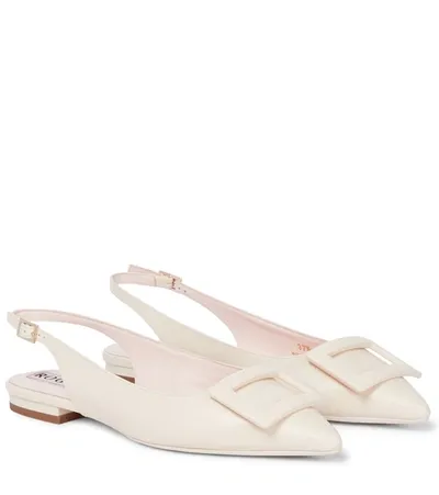 Roger Vivier 10mm Gommettine Net Slingback Flats In Ivory