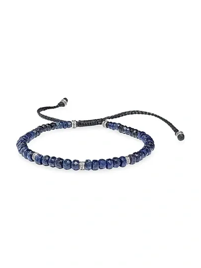 Jan Leslie Sapphire And Sterling Silver Bead Bracelet