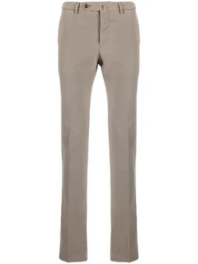 Pt01 Stretch-cotton Slim Trousers In Beige