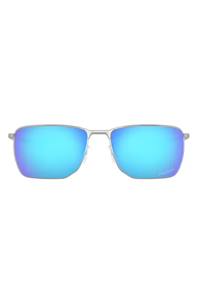 Oakley Oo4142 Satin Chrome Male Sunglasses In Prizm Sapphire