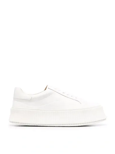 Jil Sander 40mm Vulcanized Leather Sneakers In White