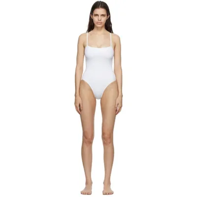 Eres Aquarelle One-piece Swimsuit With Thin Straps In Blanc