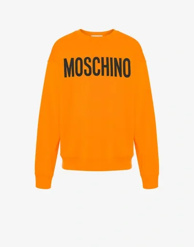 Moschino Cotton Sweatshirt With Logo In Orange