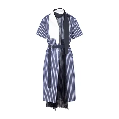 Sacai Striped Short-sleeve Shirt Dress In Multi-colour