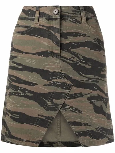 Zadig & Voltaire Camouflage-print A-line Skirt In Kaki