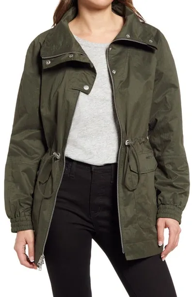 Levi's Cinch Waist Anorak Rain Jacket In Army Green