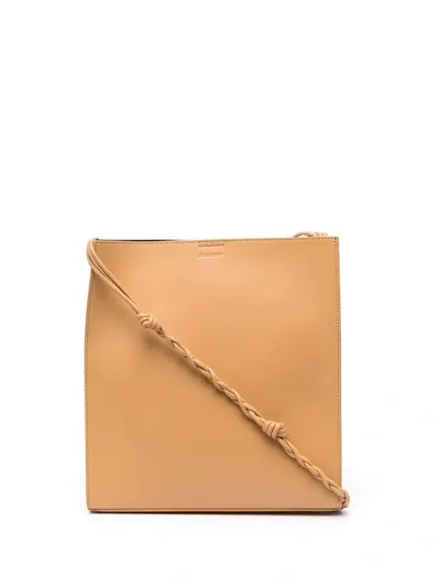 Jil Sander Tangle Embossed-logo Leather Bag In Nude