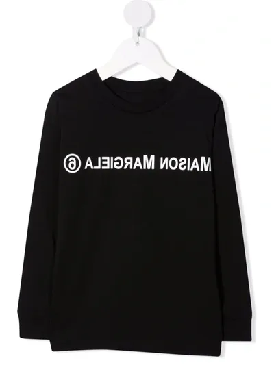 Mm6 Maison Margiela Kids' Logo-print Cotton Sweatshirt In Black