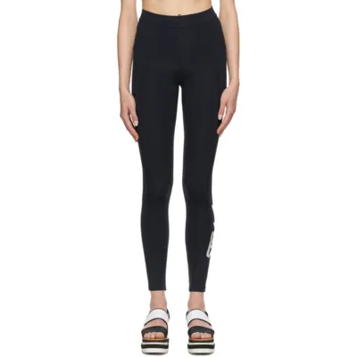 Stella Mccartney Logo-print Scuba Leggings In Dark Blue