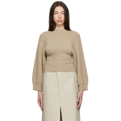 Stella Mccartney Cashmere & Wool Knit Crewneck Sweater In Beige