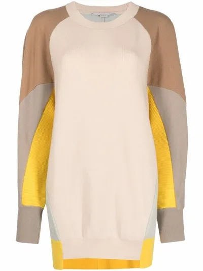 Stella Mccartney Contrast-panel Wool Jumper In Nude