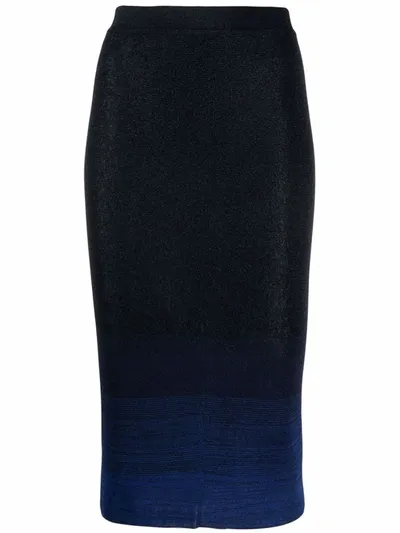 Missoni Gradient-effect Knitted Pencil Skirt In Blau