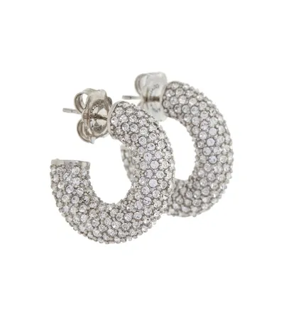 Amina Muaddi Cameron Mini Embellished Earrings In Silver