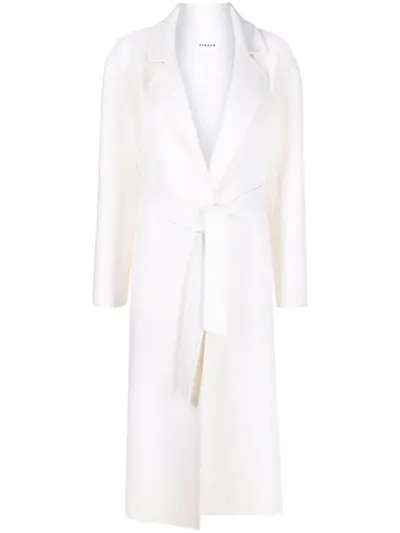 P.a.r.o.s.h Parosh Long Belted Wool Coat In White