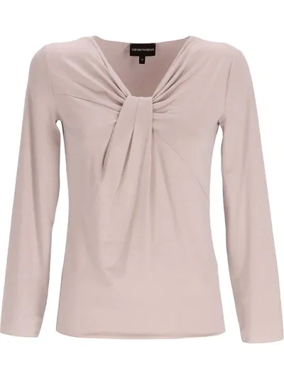 Emporio Armani Folded-front Jersey Top In Pink