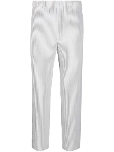 Issey Miyake Pleated Straight Trousers In Light Grey