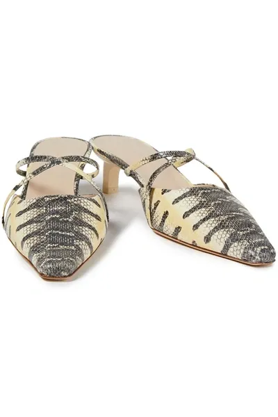 Rejina Pyo Snake-effect Leather Mules In Animal Print