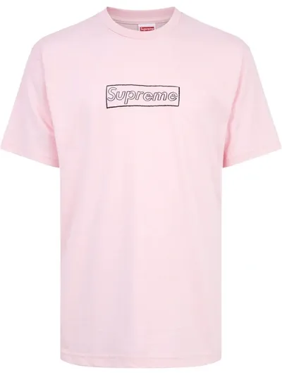 Supreme X Kaws Chalk Logo T-shirt In Pink