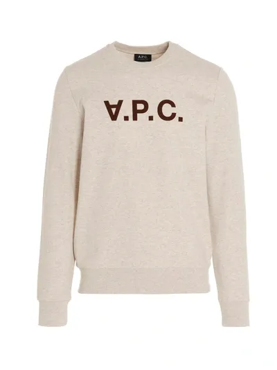 Apc Logo Crew-neck Sweatshirt In Beige