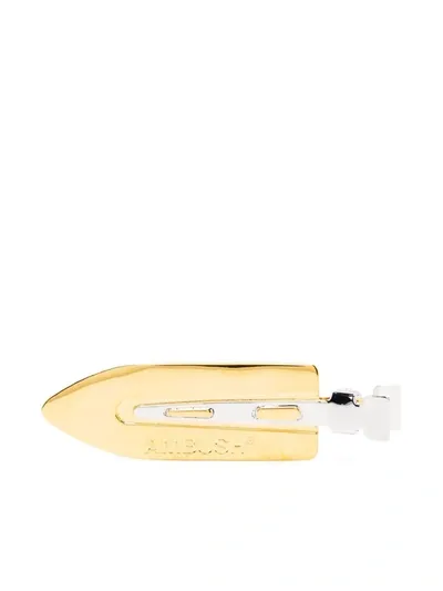 Ambush Two-tone Logo-detail Hair Clip In Gold